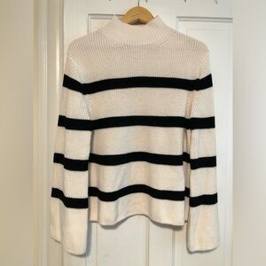 Women’s Banana Republic black and white striped cowl neck sweater, size M